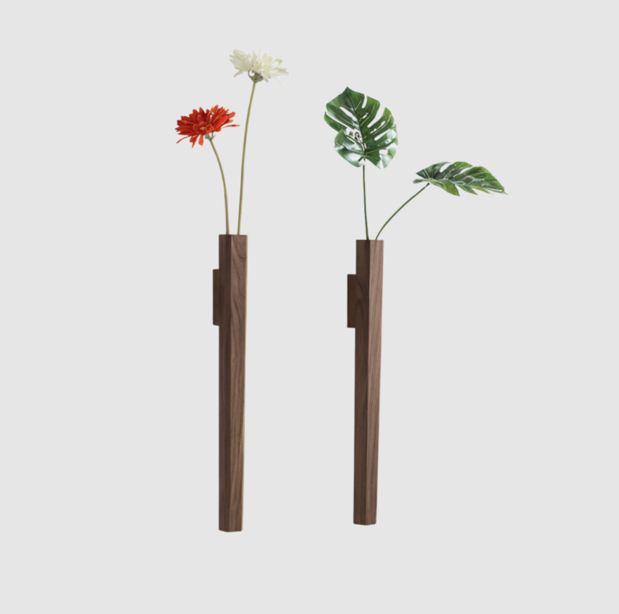 Vase FrischFloret | Vase Murale en Bois de Hêtre Massif et en Noyer | Valuna