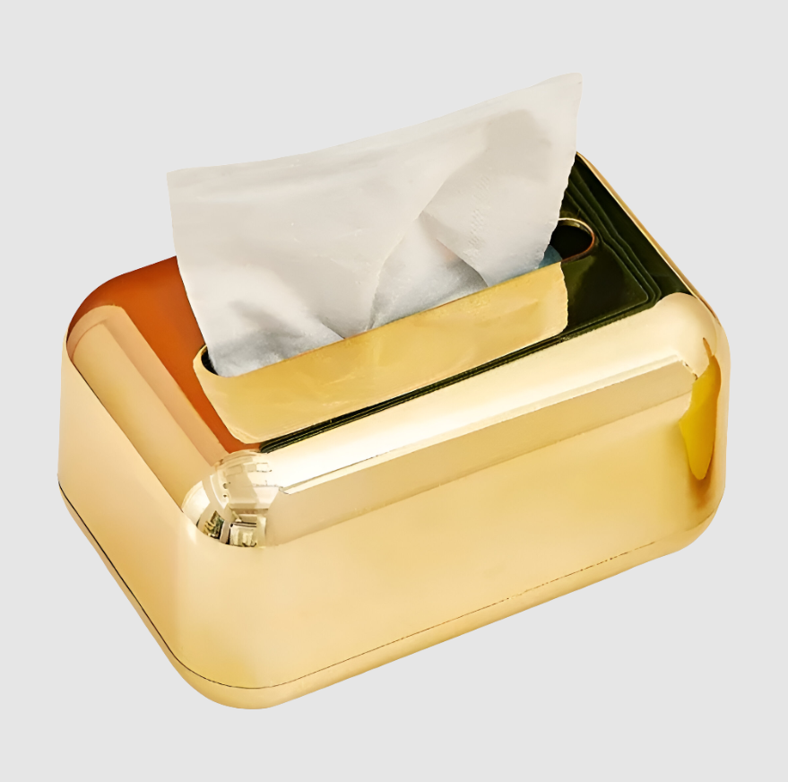 CaseDeluxe | Boîte à Mou Tissues Avec Finition Miroir en or - Organisateur/Support de Rangement | Valuna