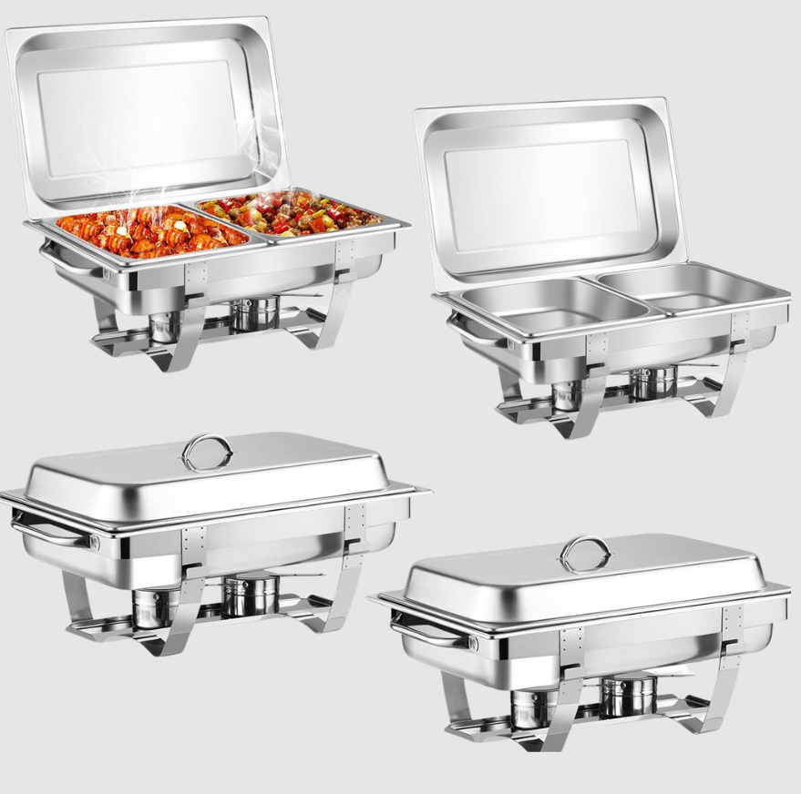 Double Set de Chauffe-Buffet 9 Qt en Acier Inoxydable | Solution Élégante & Durable pour Traiteur | Valuna