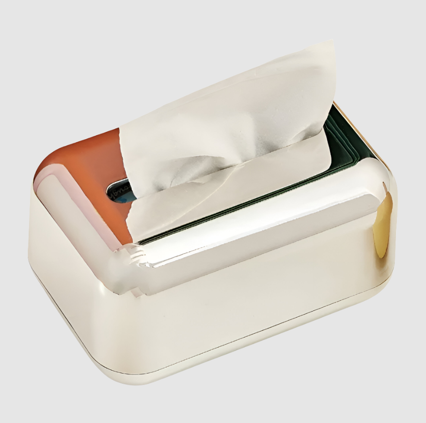 CaseDeluxe | Boîte à Mou Tissues Avec Finition Miroir en or - Organisateur/Support de Rangement | Valuna