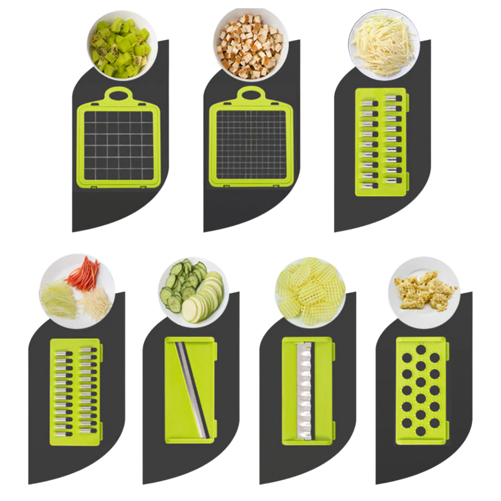 SliceMaster Mandoline 8‑en‑1 Multifonctions | Trancheuse Compacte pour Légumes & Fruits avec 7 Lames | Valuna