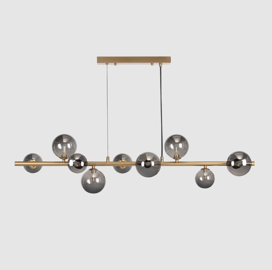 Valence | Suspension Longue en Laiton/Fumée