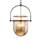 Dôme Verre | Suspension Moderne Métal 1 Lumière Noir/Brass Loft | Valuna