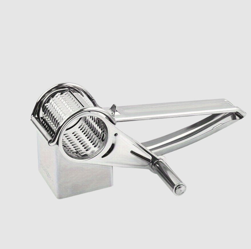 GrateMaster Premium | Râpe à Fromage Manuelle en Acier Inoxydable avec 3 Tambours Interchangeables | Valuna