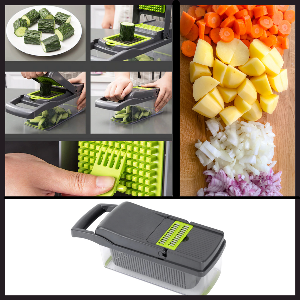 SliceMaster Mandoline 8‑en‑1 Multifonctions | Trancheuse Compacte pour Légumes & Fruits avec 7 Lames | Valuna