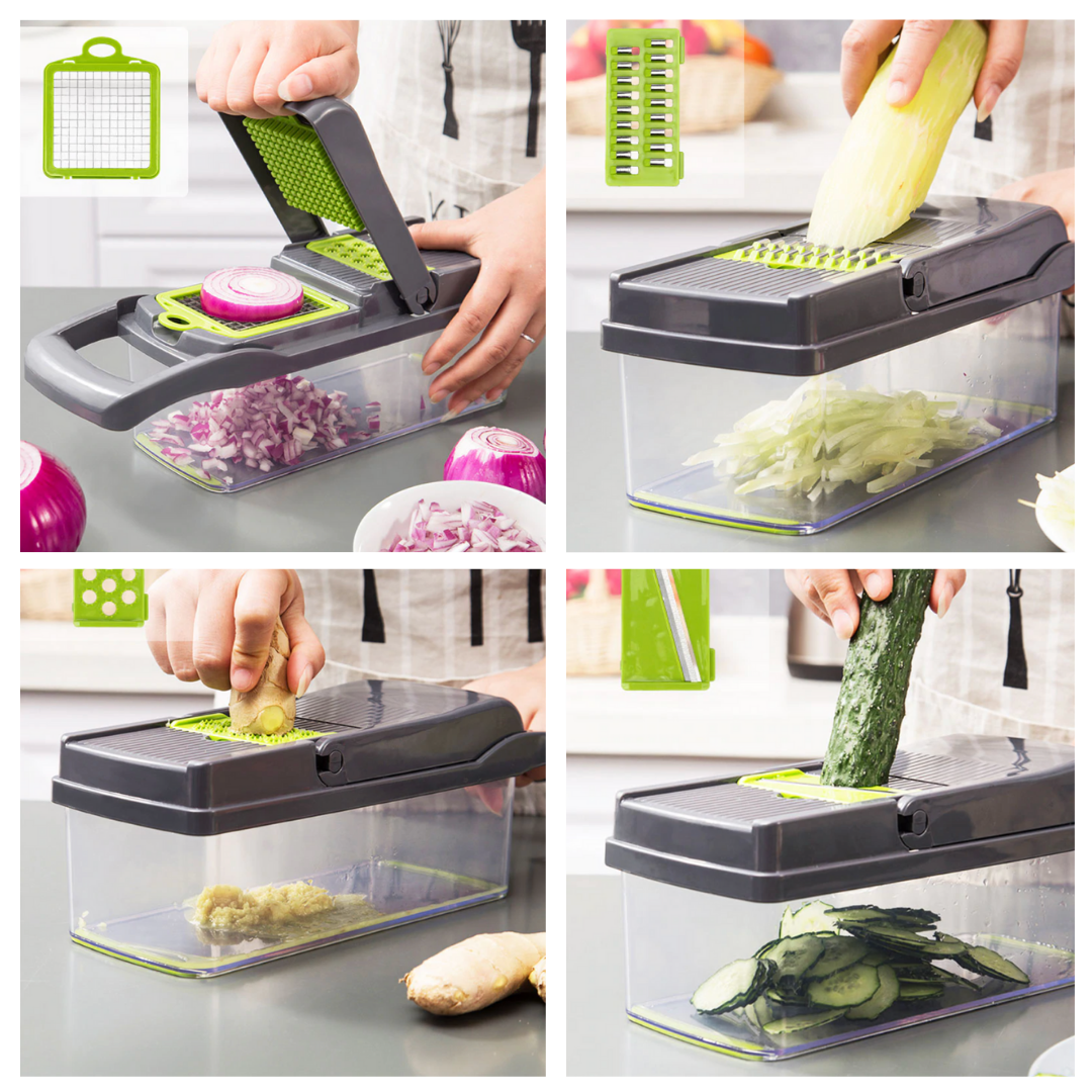 SliceMaster Mandoline 8‑en‑1 Multifonctions | Trancheuse Compacte pour Légumes & Fruits avec 7 Lames | Valuna