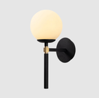 Applique Murale Sereno Verre Noir | Lampe Industrielle Élégante avec Globe Sombre | Valuna