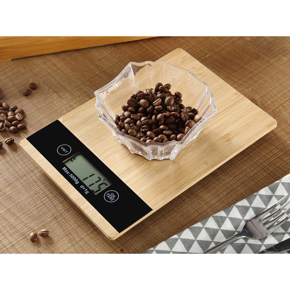 BambooScale | Balance De Cuisine Électronique En Bois De Bambou Avec Écran Lcd – Livraison Offerte | Valuna