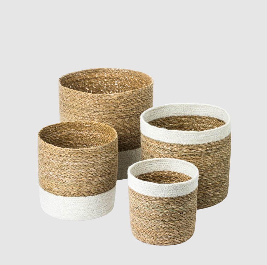 Panier en Osier en Herbe Marine | Ensemble de 4 Pièces | Valuna