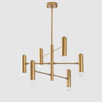 Suspension Arctic 6‑Lumières en Métal Doré | Éclairage Grand Luxe pour Espaces Spacieux | Valuna