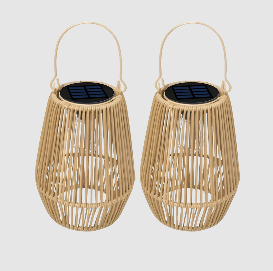 CageRattan Lampes Solaires | Lampes Solaires en Bambou - Lanterne Suspendue Étanche | Valuna