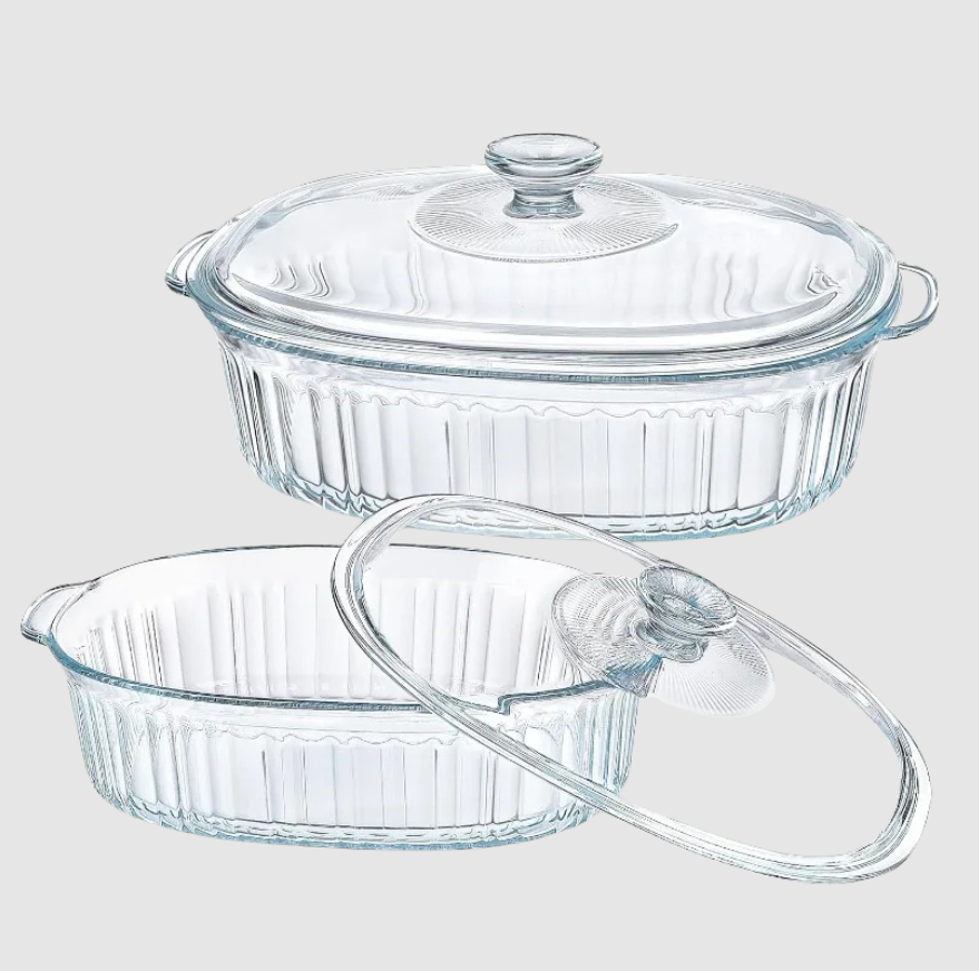 Set de 4 Plats à Four en Verre avec Couvercles | 1,9 L & 3 L | Valuna