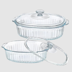 Set de 4 Plats à Four en Verre avec Couvercles | 1,9 L & 3 L | Valuna