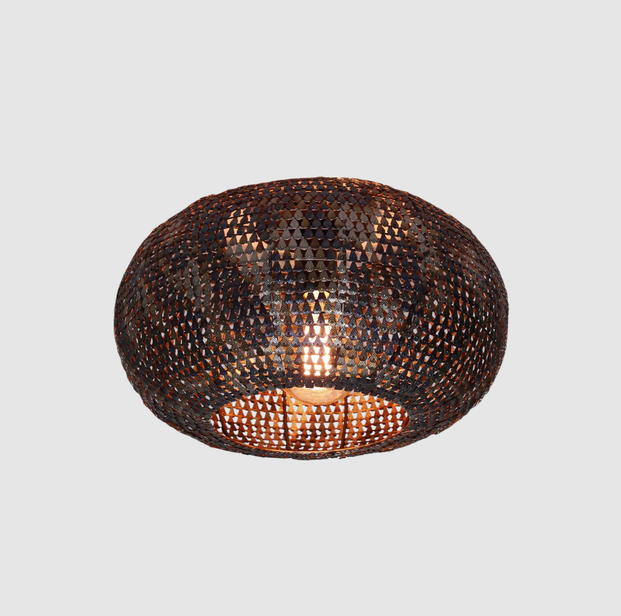 Plafonnier Alfie en Métal Noir‑Marron | Centre d’Ambiance Industrielle Élégante | Valuna