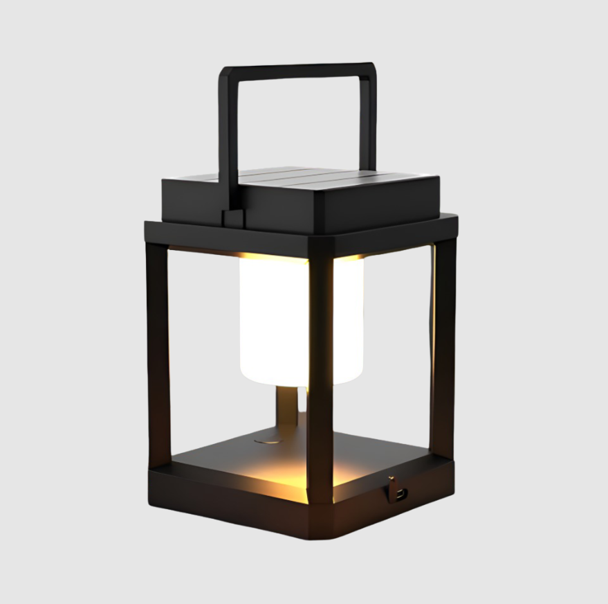 BlackQuad Lanterne | Sol & USB Rechargeable Éclairage de Jardin - Lampe Solaire Portable pour le Jardin | Valuna
