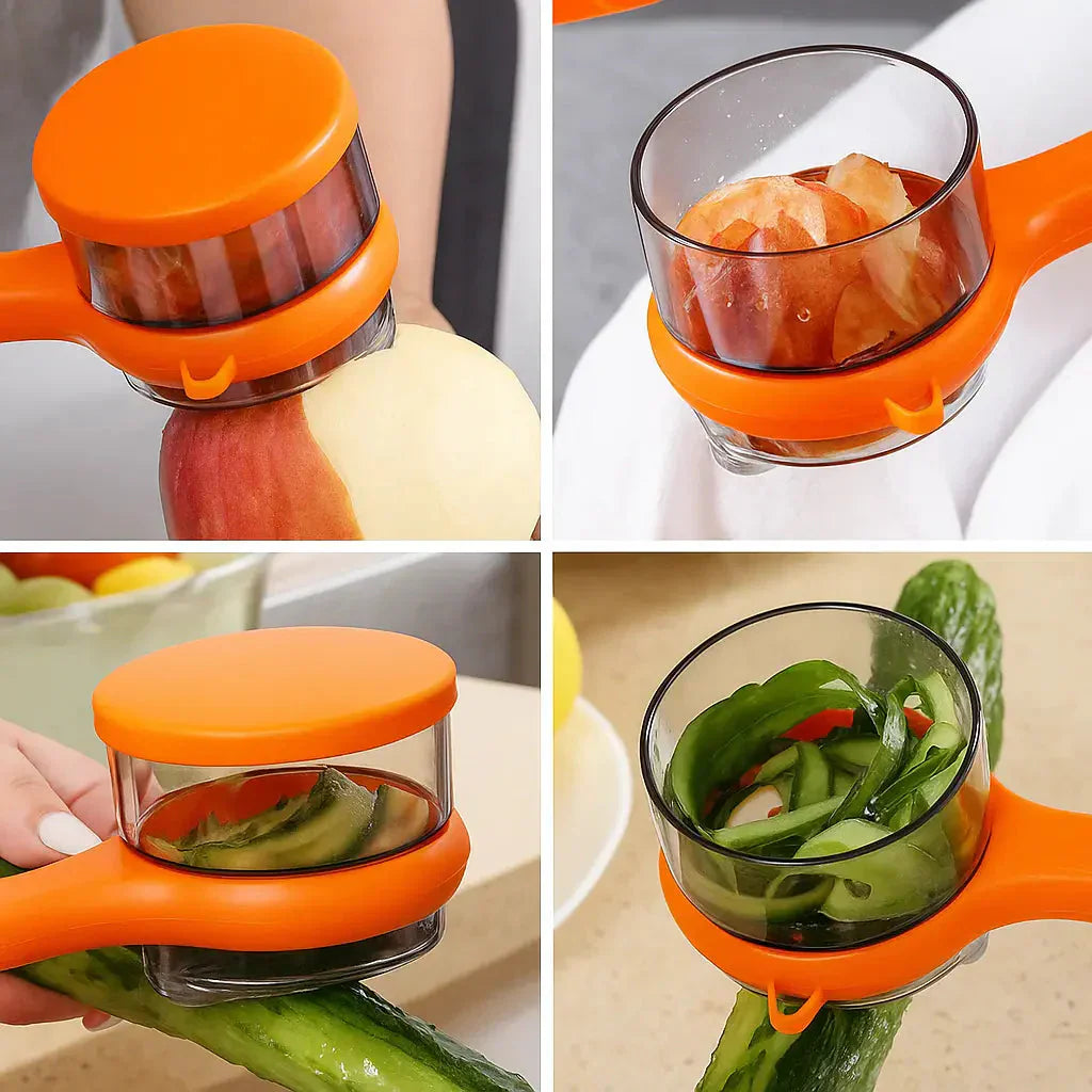 PeelMate Éplucheur Ergonomique 2‑en‑1 avec Collecteur Intégré | Indispensable Sans Désordre pour la Cuisine | Valuna