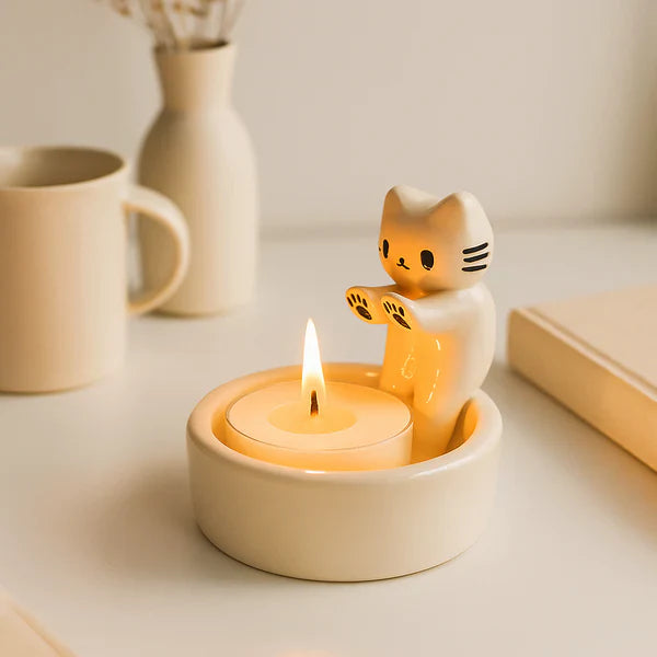 Bougeoir En Céramique En Forme De Chat - Valuna