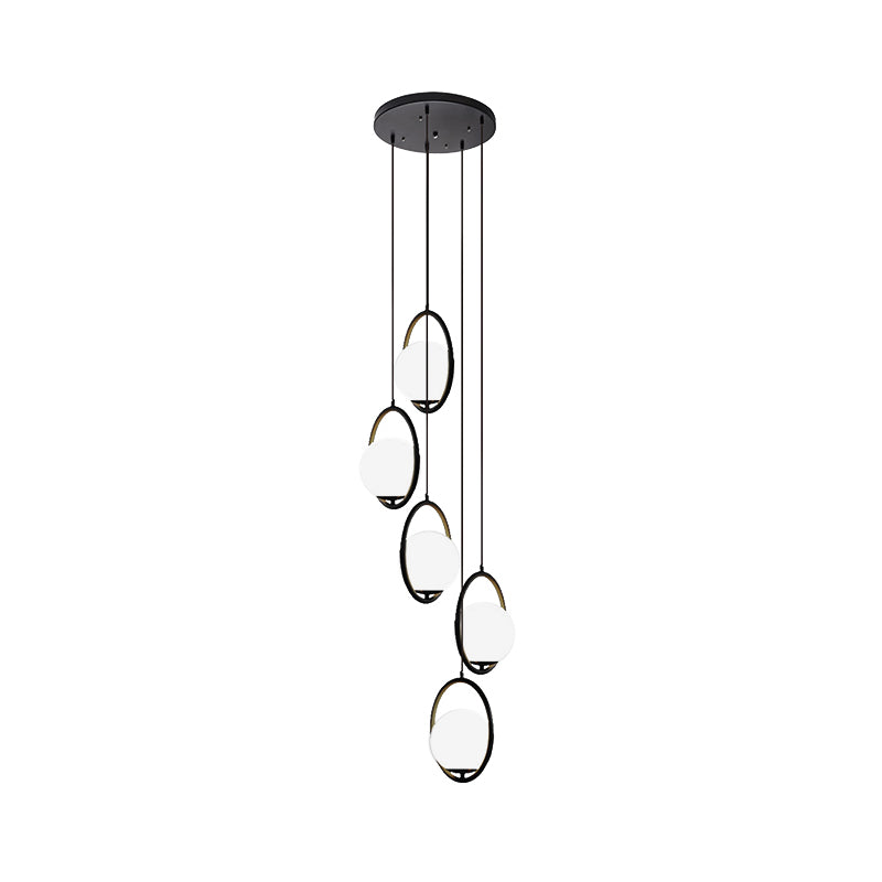 EnkelGlobe | Chandelier Multi-Lumière Noir – Lustre en Verre pour Escaliers & Halls | Valuna