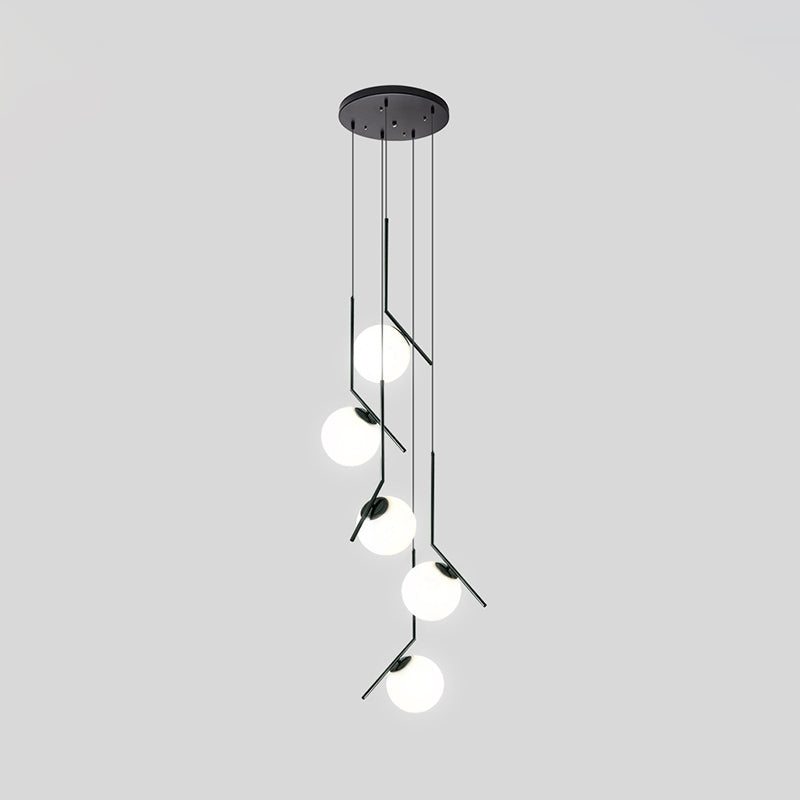 EnkelGlobe | Chandelier Multi-Lumière Noir – Lustre en Verre pour Escaliers & Halls | Valuna