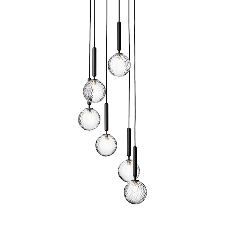 EnkelGlobe | Chandelier Multi-Lumière Noir – Lustre en Verre pour Escaliers & Halls | Valuna