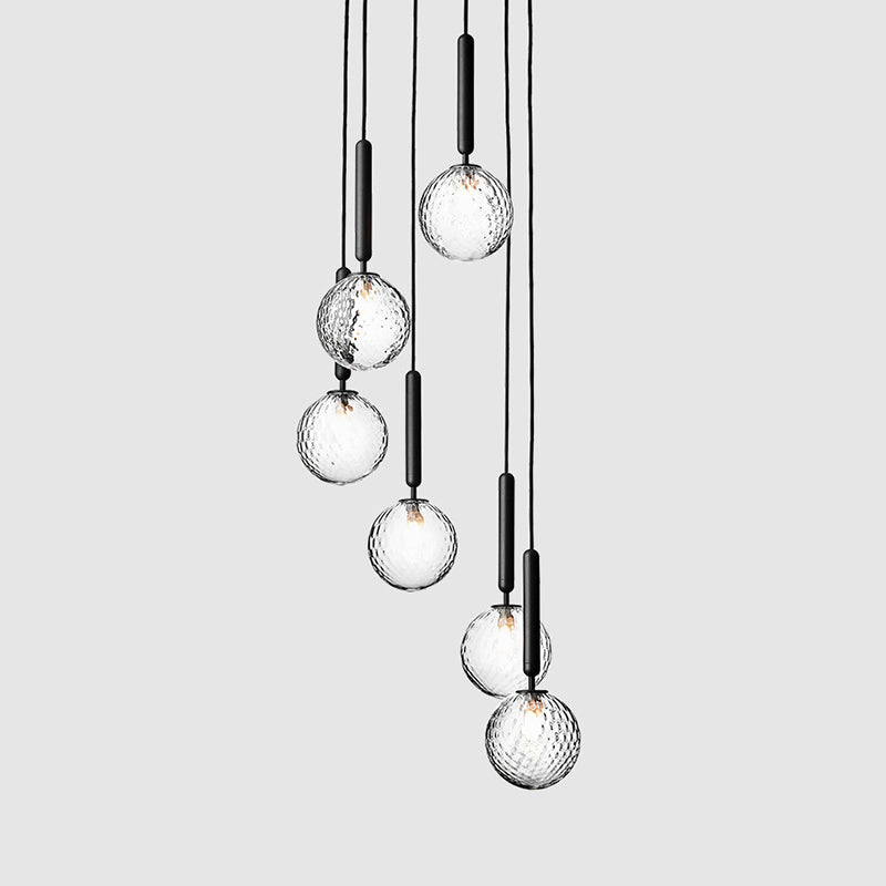 EnkelGlobe | Chandelier Multi-Lumière Noir – Lustre en Verre pour Escaliers & Halls | Valuna