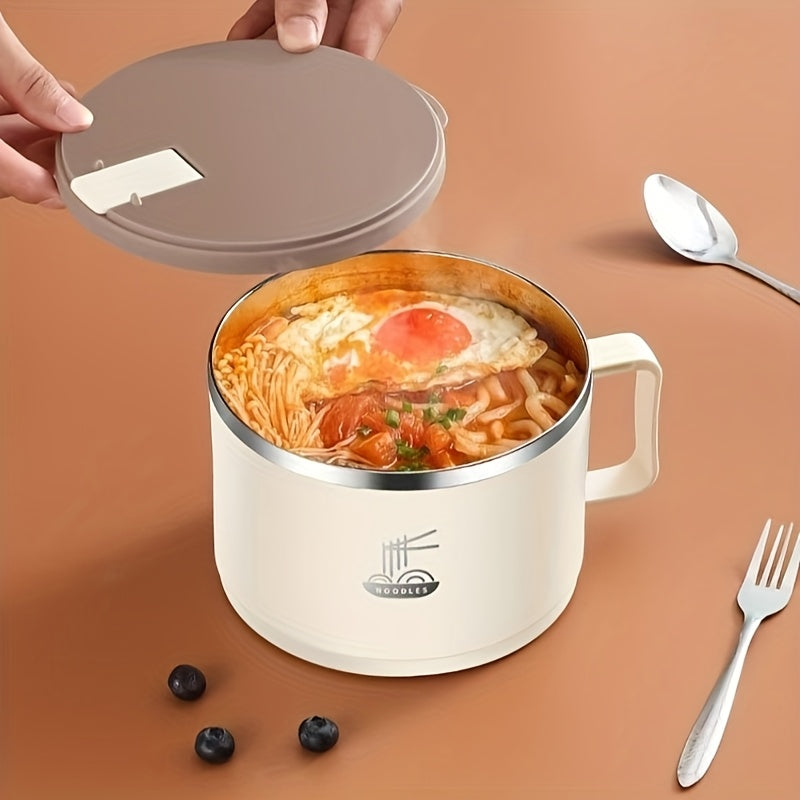 Grand Bol à Nouilles 1,3 L Inox | Couvercle Thermo‑résistant | Valuna