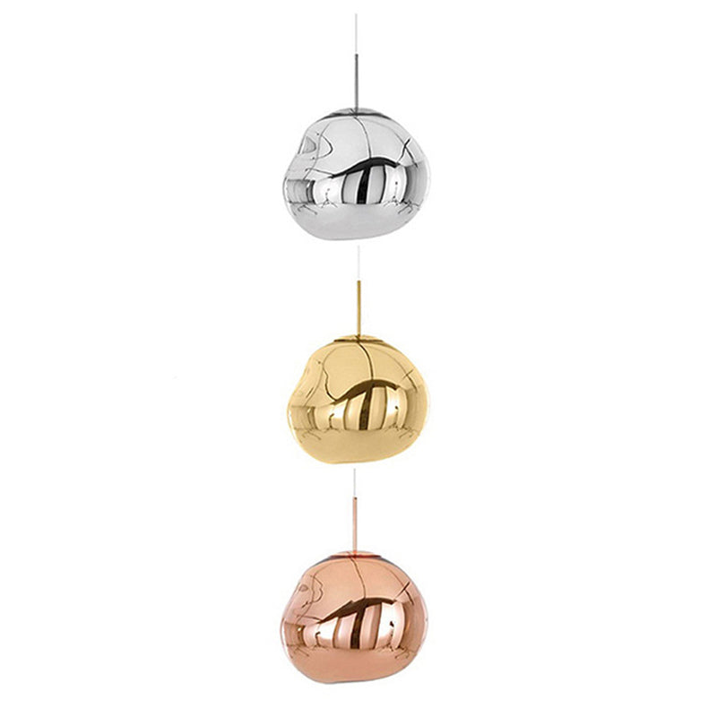 ModernSuspense | Lampe Suspendue Irrégulière Verre Argent/Rouge – 1 Lumière Salle à Manger | Valuna