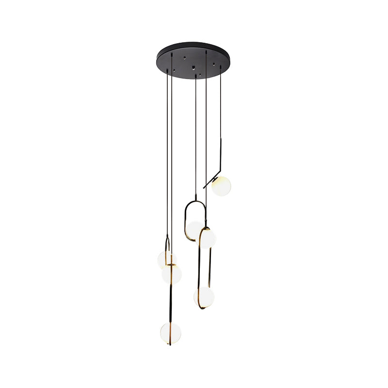EnkelGlobe | Chandelier Multi-Lumière Noir – Lustre en Verre pour Escaliers & Halls | Valuna