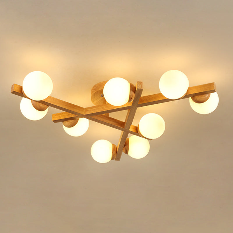 Bois Croisé | Lustre Plafond Moderne Multi-Ampoules Pour Chambre | Valuna