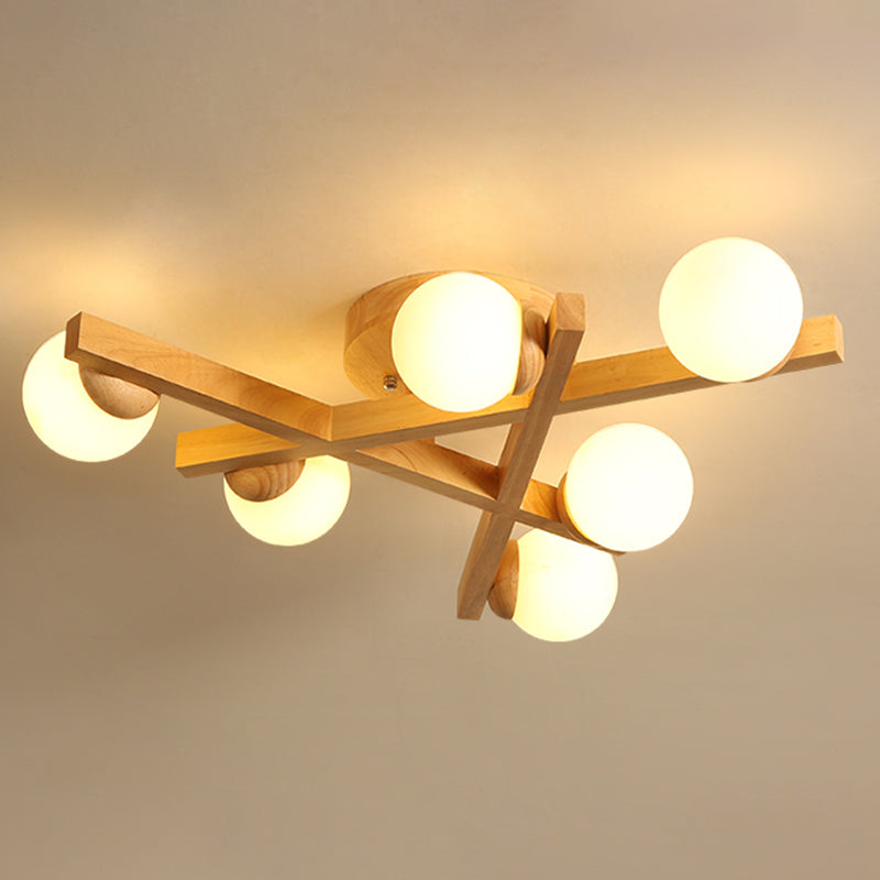 Bois Croisé | Lustre Plafond Moderne Multi-Ampoules Pour Chambre | Valuna