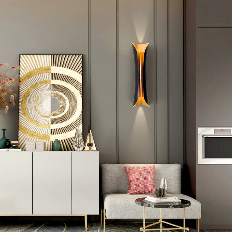 CurlWall | Applique Murale Moderne 2 Sources Métalliques Noir Pour Intérieur | Valuna