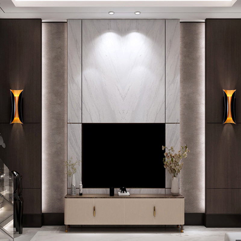 CurlWall | Applique Murale Moderne 2 Sources Métalliques Noir Pour Intérieur | Valuna