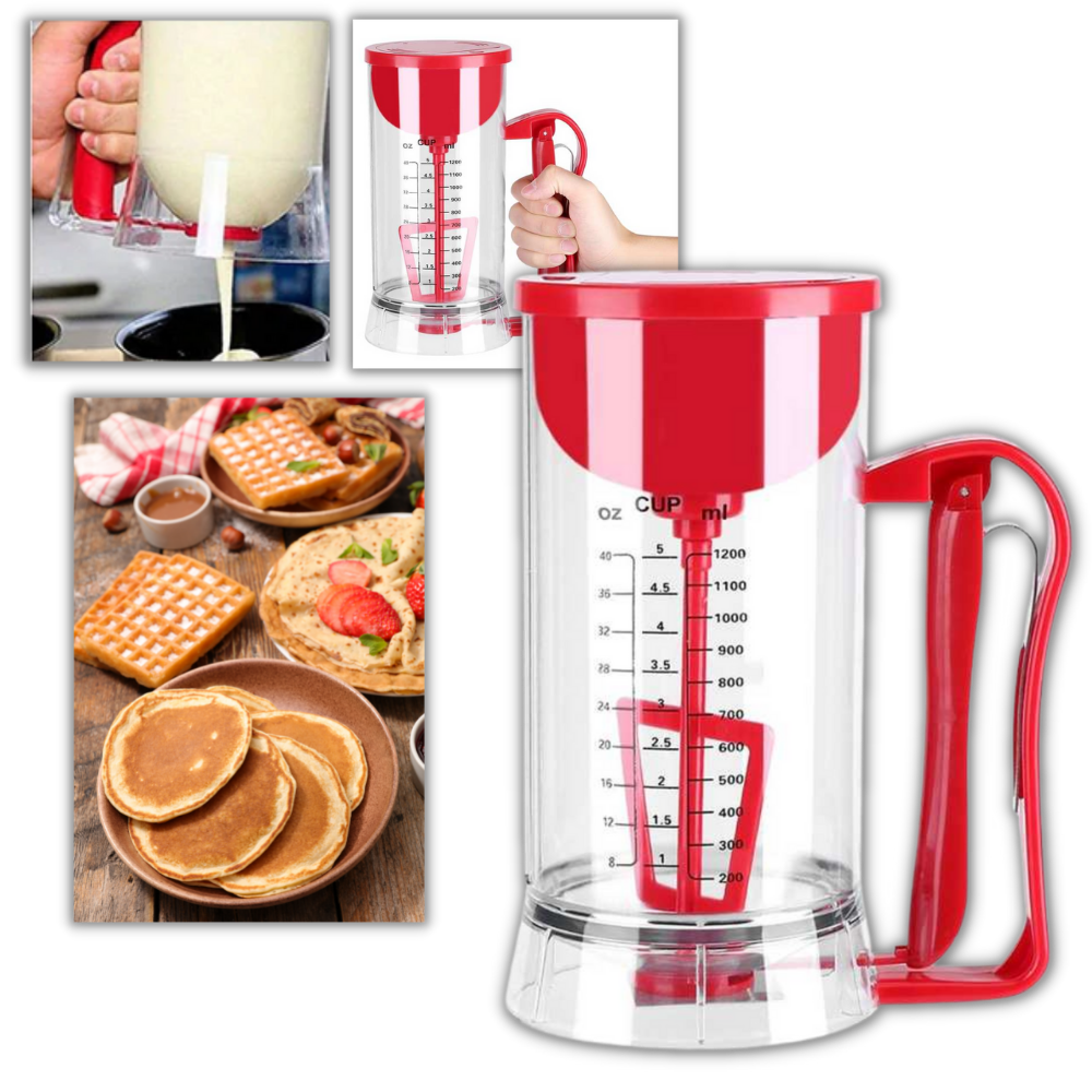 Distributeur de Pâte Électrique sans Fil Mix ’n Pour | Mixeur Portable 1,2 L pour Crêpes, Gaufres & Cupcakes | Valuna