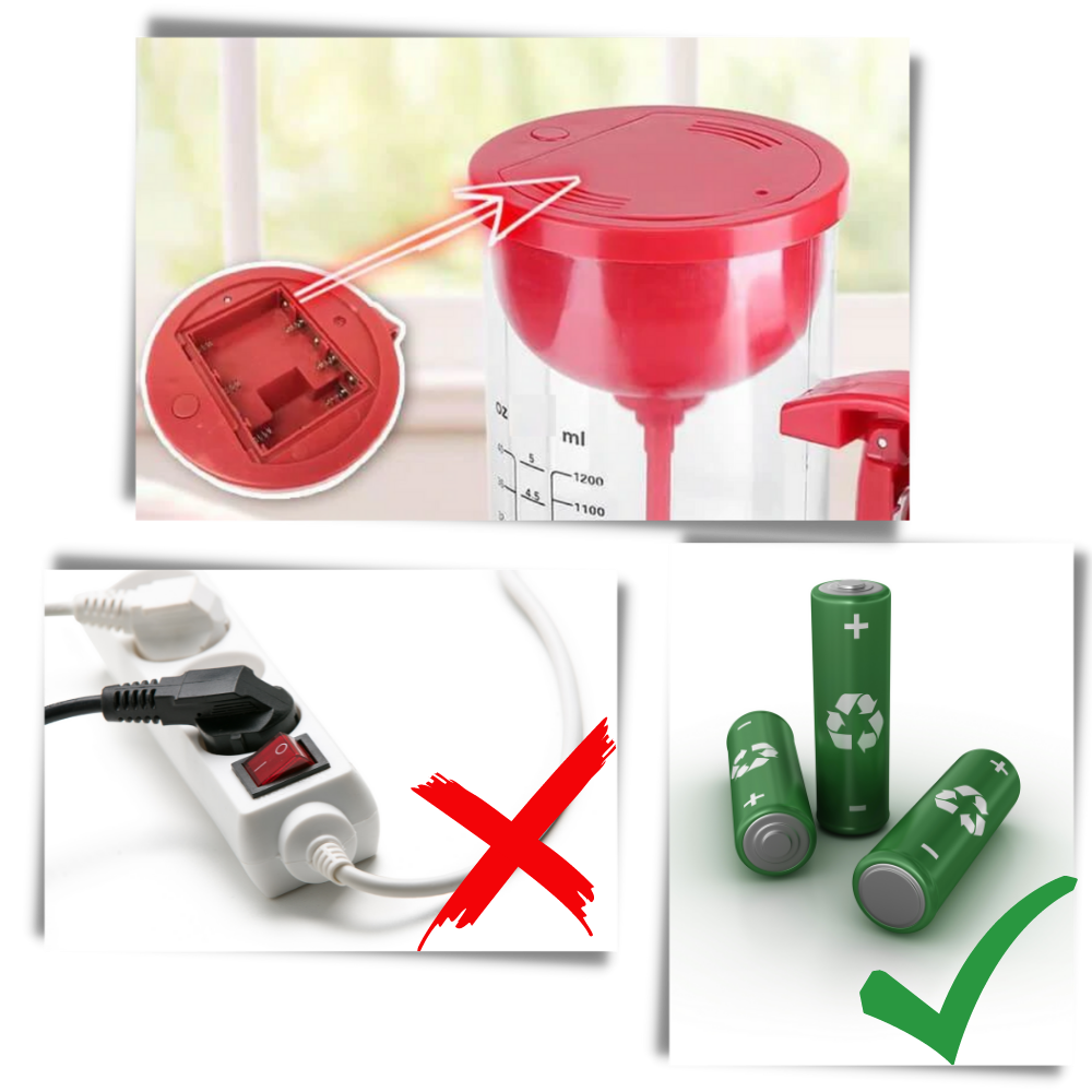 Distributeur de Pâte Électrique sans Fil Mix ’n Pour | Mixeur Portable 1,2 L pour Crêpes, Gaufres & Cupcakes | Valuna