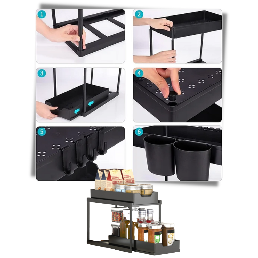 SpiceStack Organisateur | Étagère à Épices Universelle pour Cuisine, Tiroir ou Plan de Travail | Valuna