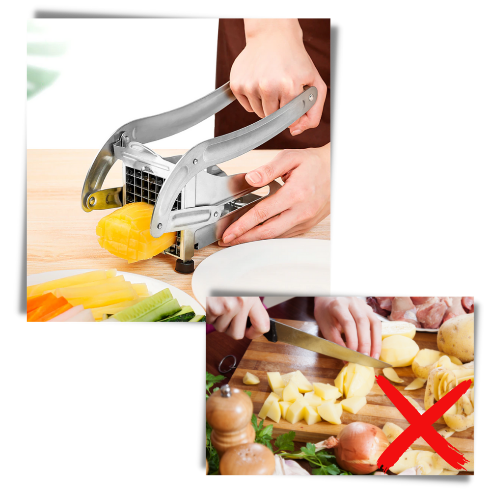 FlexiFry Coupe-Frites en Acier Inoxydable | Trancheuse Manuelle de Pomme de Terre pour Frites Maison Parfaites | Valuna