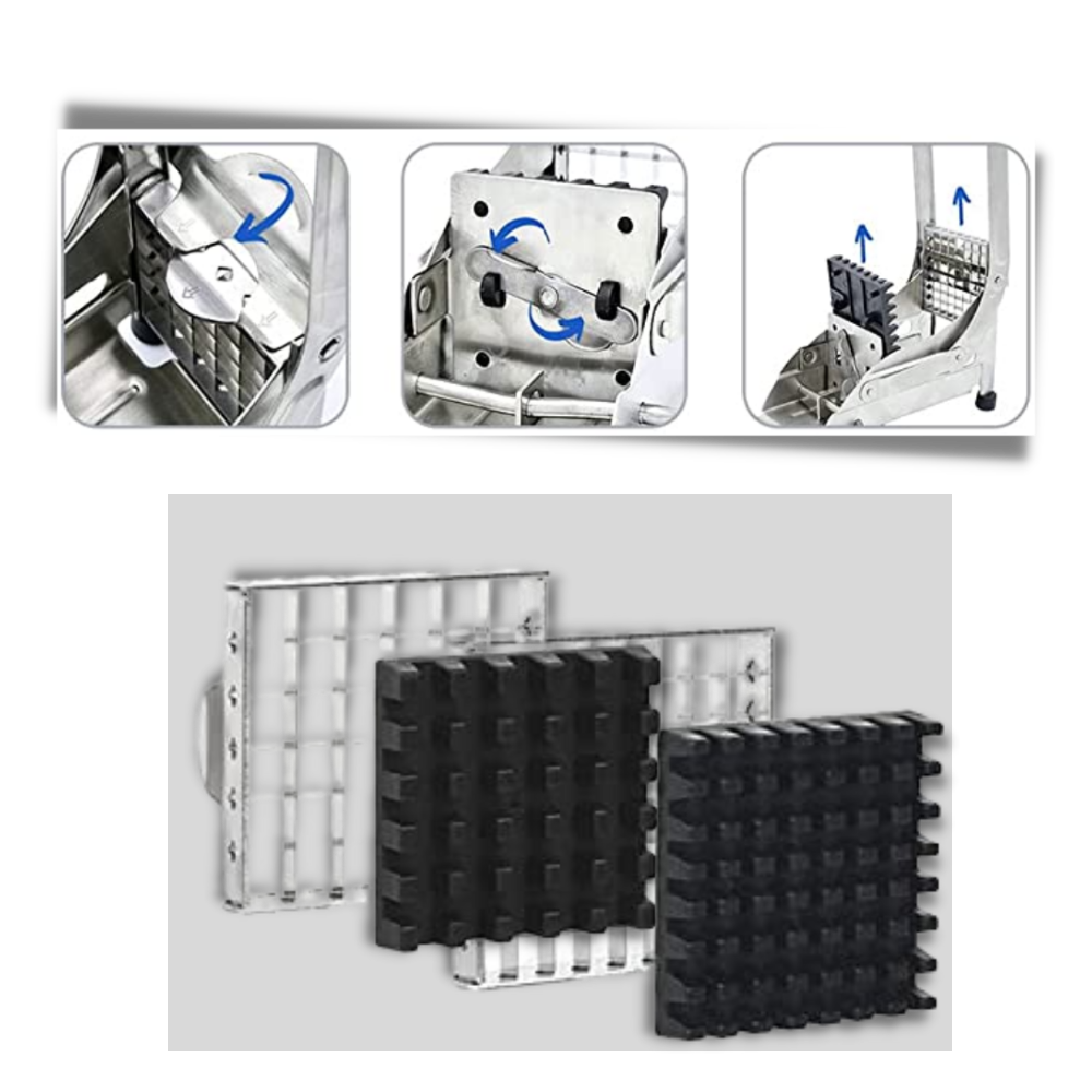 FlexiFry Coupe-Frites en Acier Inoxydable | Trancheuse Manuelle de Pomme de Terre pour Frites Maison Parfaites | Valuna