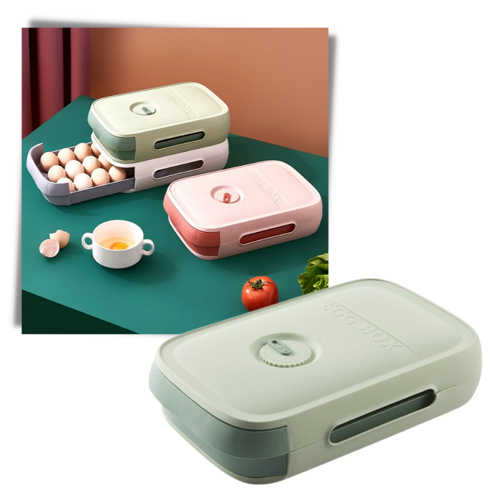 EggGuard Boîte à Œufs Auto‑Roulement | Couvercle Hermétique Anti‑Humidité pour Réfrigérateur | Valuna