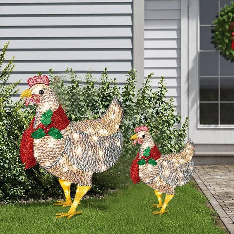 Poulet Lumineux | Décoration De Noël Avec Écharpe Festive | Valuna