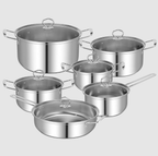 Ensemble de 12 Pièces en Acier Inoxydable 3-Plis | Cuisson Sûre & Chaleur Uniforme | Valuna