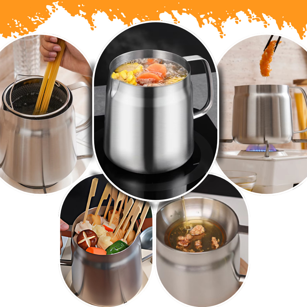 Poêle Friteuse 2-en-1 en Acier Inoxydable | Frire & Servir avec Précision | Valuna