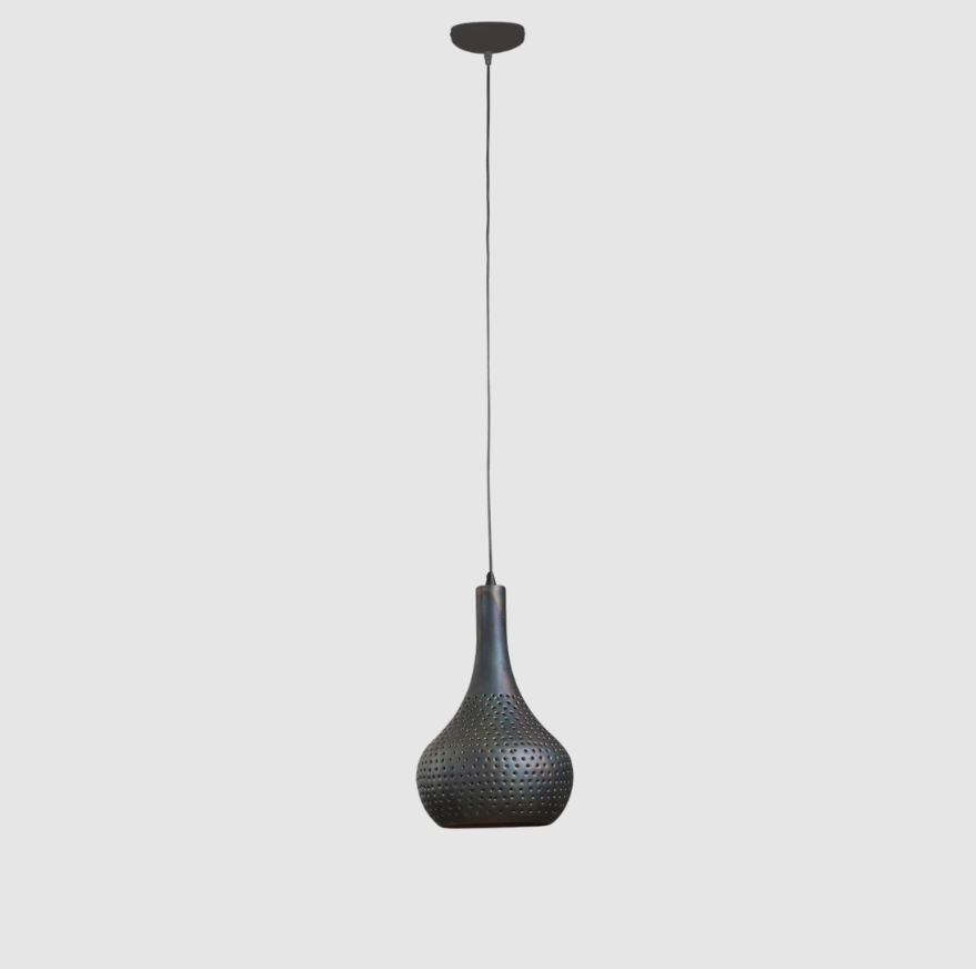 Suspension Industrielle Aya Noir‑Marron | Lampe Plafonnier Métal 3 Luminaires | Valuna