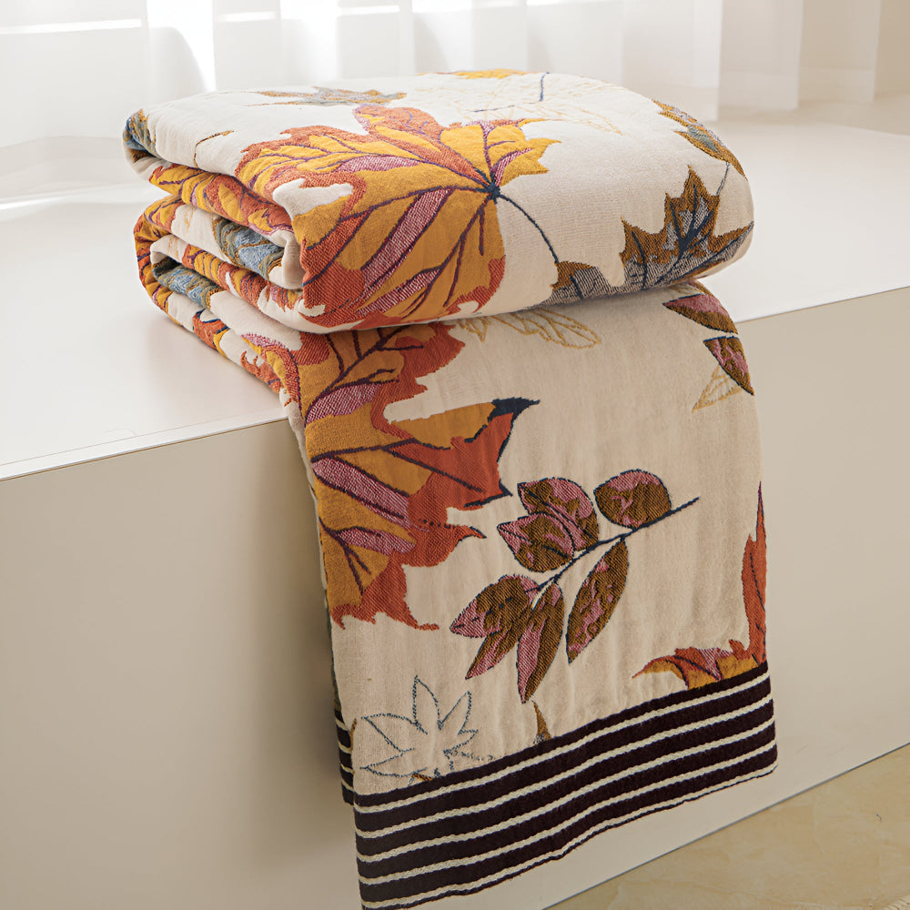MapleLeafCotton | Couverture En Coton – Motif Feuille D'Érable Douce & Confortable | Valuna