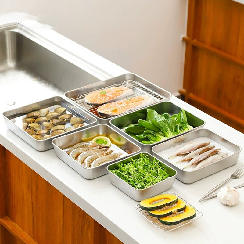 Boîte De Rangement Carrée En Acier Inoxydable Avec Couvercle Hermétique - Valuna