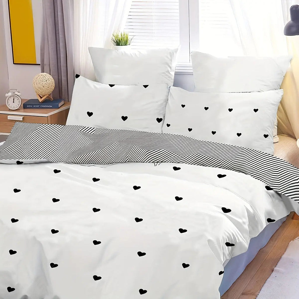 Housse de couette l Imprimé Amour Noir | Housse de Couette | Valuna