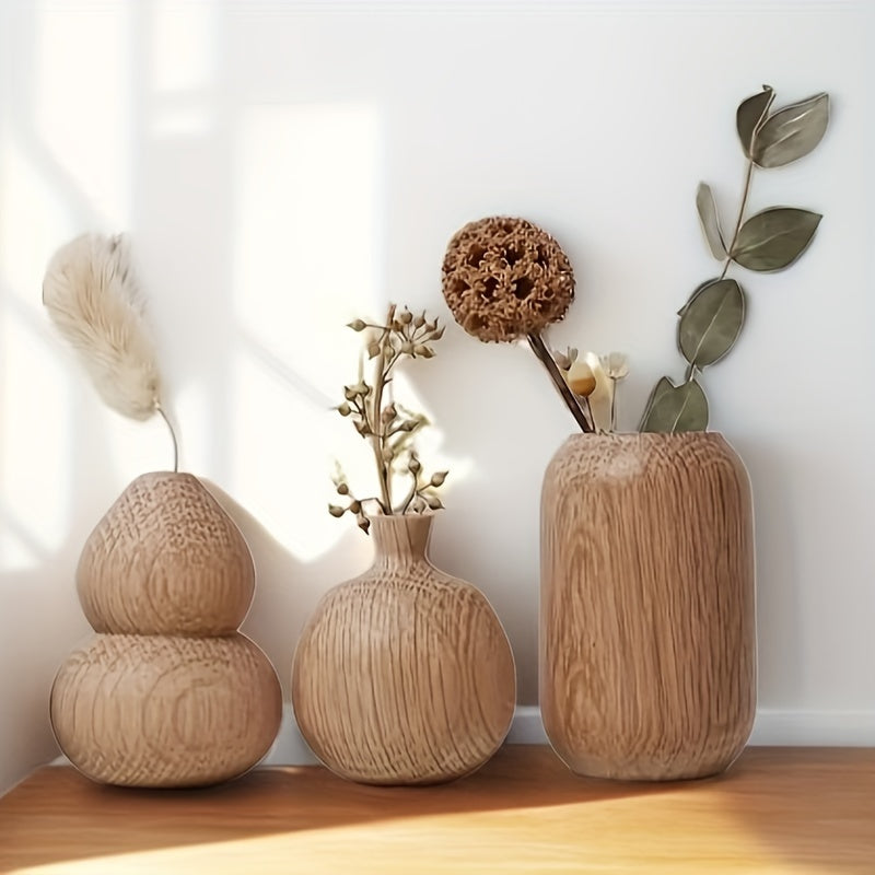 GeoWood Set | Ensemble De Vases Géométriques En Bois – Pièce Intemporelle Pour Intérieur | Valuna