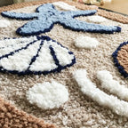 Bademåtte Håndtuftet Med Havfigurer Bomuld Maskinvaskbar - Valuna