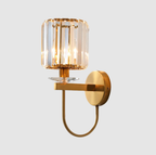 Applique Murale en Cristal Cylindrique Postmoderne avec Bras Courbé | Fini Doré, Tête Unique | Valuna