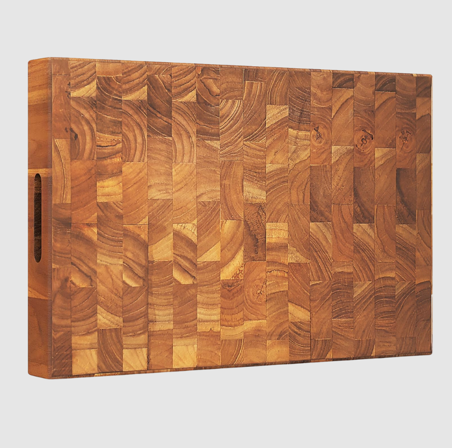 Bloc de Coupe en Teck « End‑Grain » | Surface de Découpe Solide de 45 cm | Valuna