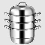 Marmite Vapeur Inox 3 Niveaux | Conception Triple‑couche pour Soupe & Vapeur | Valuna